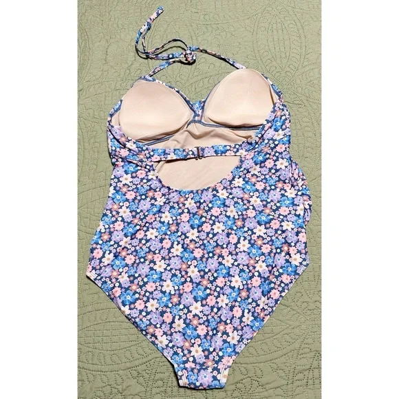 Wrap Front Halter One Piece Maternity Swimsuit - XL - Picture 2 of 5